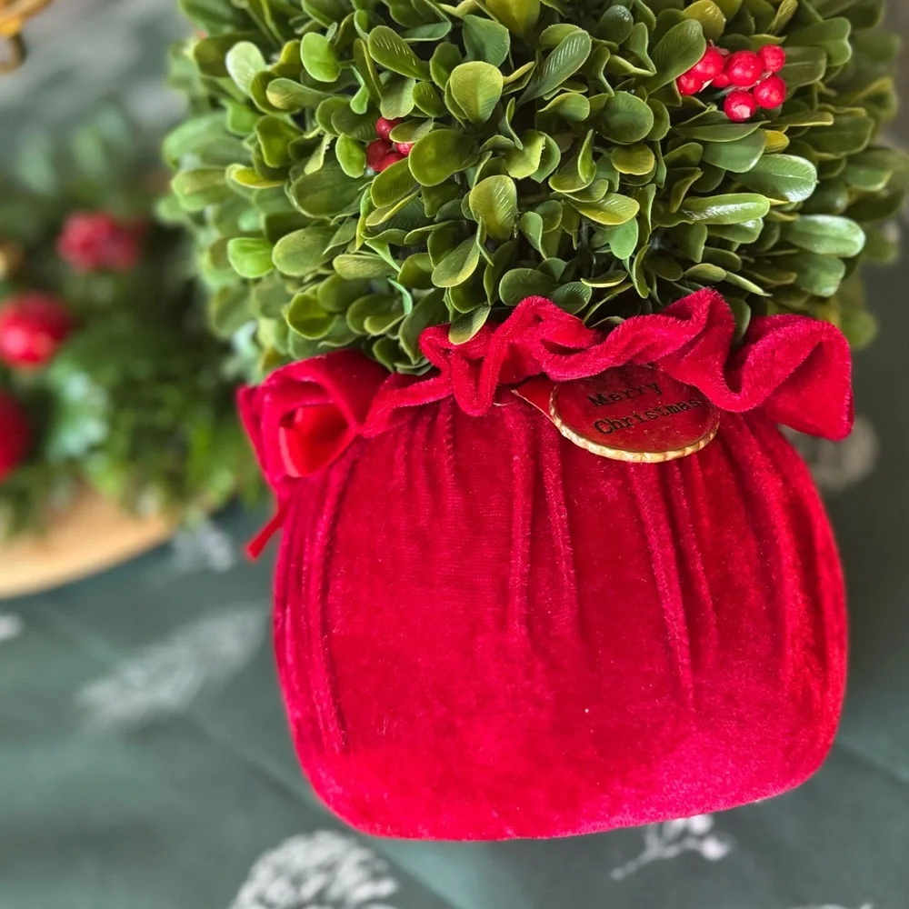 Festive Green and Red Holiday Topiary - Picture 3 of 6